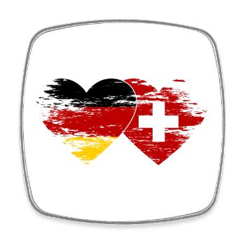 Germany Switzerland Flag used heart - Square fridge magnet - white - Front