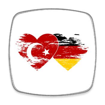 Turkey Germany Flag used heart - Square fridge magnet - white - Front