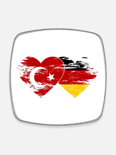 Türkei Deutschland Flagge used Herz - Viereckiger Kühlschrankmagnet - Weiß