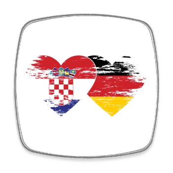 Croatia Germany flag used heart - Square fridge magnet - white - Front