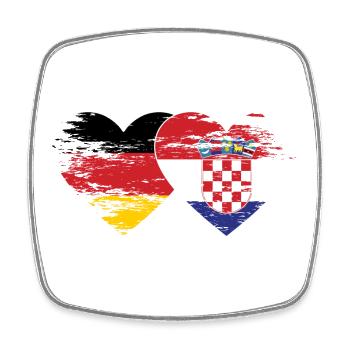 Germany Croatia flag used heart - Square fridge magnet - white - Front