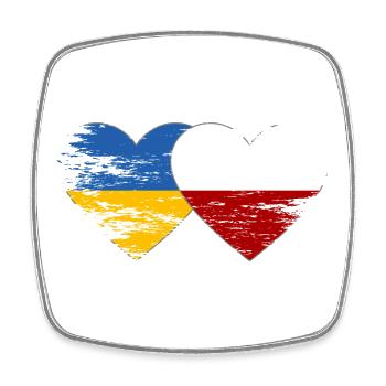 Ukraine Polen Flagge used Herz - Viereckiger Kühlschrankmagnet - Weiß - Vorne