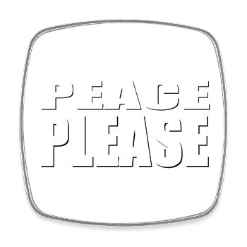 Police transparente PEACE PLEASE - Magnet carré - blanc - Devant