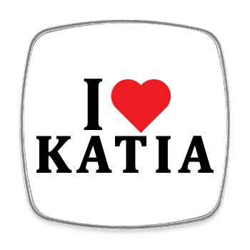 T-Shirt Ich liebe Katia T-Shirt Geschenkidee - Viereckiger Kühlschrankmagnet - Weiß - Vorne