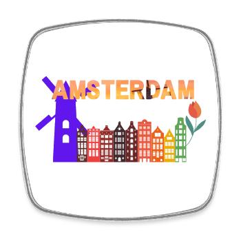 Amsterdam Skyline Tulip Gradient - Square fridge magnet - white - Front