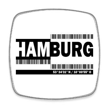 HAMBOURG - code-barres - Magnet carré - blanc - Devant