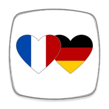 Frankreich Deutschland Flagge Herz - Viereckiger Kühlschrankmagnet - Weiß - Vorne