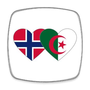 Norway Algeria Flag Heart - Square fridge magnet - white - Front