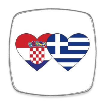 Croatia Greece Flag Heart - Square fridge magnet - white - Front