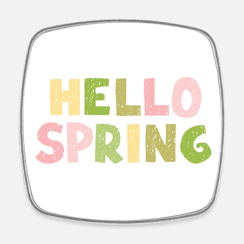 HELLO SPRING - Viereckiger Kühlschrankmagnet - Weiß