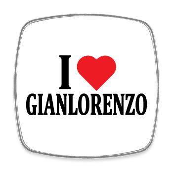 T-Shirt Ich liebe Gianlorenzo T-Shirt Geschenkidee - Viereckiger Kühlschrankmagnet - Weiß - Vorne