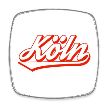 Design de lettrage en cologne avec contour rouge - Magnet carré - blanc - Devant