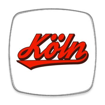 Köln Retro Script Logo Rot - Viereckiger Kühlschrankmagnet - Weiß - Vorne