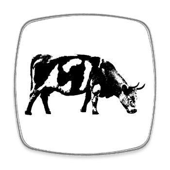 Kuh / Rind / Vieh / Cow - Viereckiger Kühlschrankmagnet - Weiß - Vorne