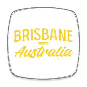 Brisbane Australien Gelb Typografie - Viereckiger Kühlschrankmagnet - Weiß - Vorne