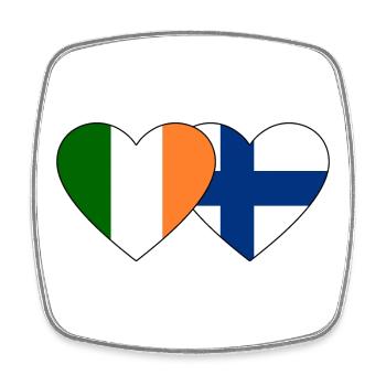 Ireland Finland Flag Heart - Square fridge magnet - white - Front