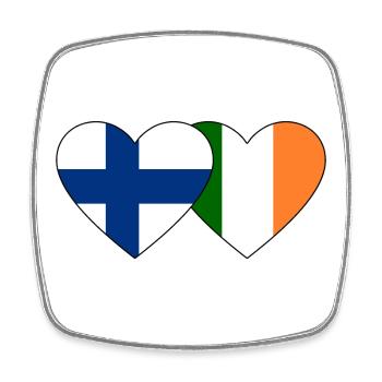 Finnland Irland Flagge Herz - Viereckiger Kühlschrankmagnet - Weiß - Vorne