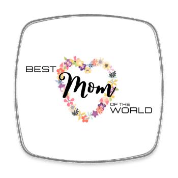 Best Mom of the World Blumen Herz - Viereckiger Kühlschrankmagnet - Weiß - Vorne