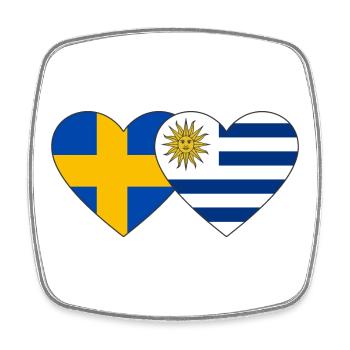 Sweden Uruguay Heart Flag - Square fridge magnet - white - Front