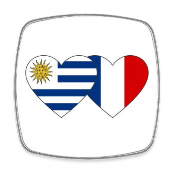 Uruguay France Drapeau du Cœur - Magnet carré - blanc - Devant
