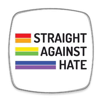 Pride Month - Straight Against Hate - Square fridge magnet - white - Front