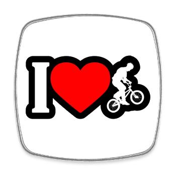 I Heart Bike Silhouette - Viereckiger Kühlschrankmagnet - Weiß - Vorne