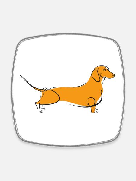 Yellow Doxie - Square fridge magnet - white