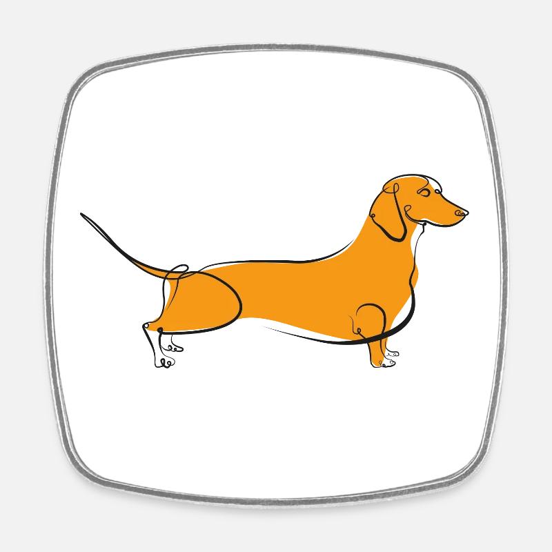 Yellow Doxie - Square fridge magnet - white