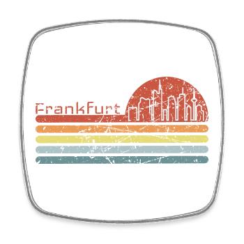 Frankfurt Retro Style Skyline Vintage Motiv - Viereckiger Kühlschrankmagnet - Weiß - Vorne