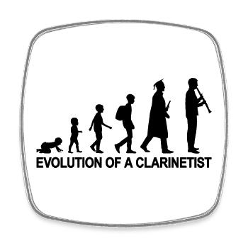 Evolution Of A Clarinetist - Square fridge magnet - white - Front
