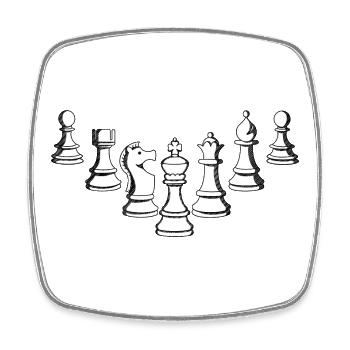 Schachfiguren für Chess-Masters, Schachfans - Viereckiger Kühlschrankmagnet - Weiß - Vorne