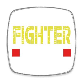 Base de texte FIGHTER - Magnet carré - blanc - Devant