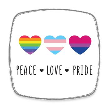 Mois de la fierté LGBT - Paix, amour, fierté - Magnet carré - blanc - Devant