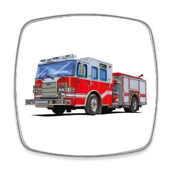 Fire engine with which everyone wants to go to the scene - Square fridge magnet - white - Front