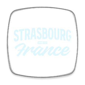 Strasbourg France Vintage Script - Viereckiger Kühlschrankmagnet - Weiß - Vorne