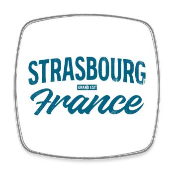 Strasbourg France Vintage Font - Square fridge magnet - white - Front