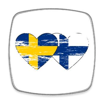 Sweden Finland Flag Heart used - Square fridge magnet - white - Front