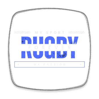 Rugby forever my sport my passion blue - Square fridge magnet - white - Front