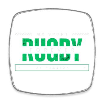 Rugby forever my sport my passion green - Square fridge magnet - white - Front