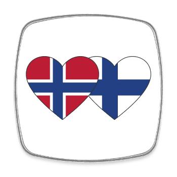 Norwegen Finnland Flagge Herz - Viereckiger Kühlschrankmagnet - Weiß - Vorne