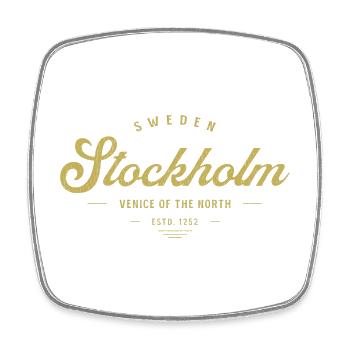 Stockholm Vintage Gold Logo - Viereckiger Kühlschrankmagnet - Weiß - Vorne