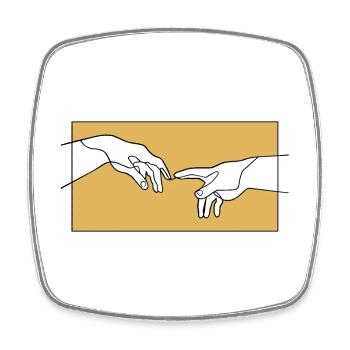 Creation of Adam hands, Michelangelo inspiration - Square fridge magnet - white - Front