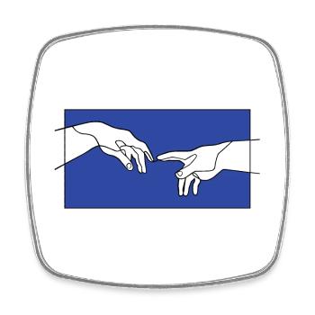 The Creation of Adam hands - Square fridge magnet - white - Front