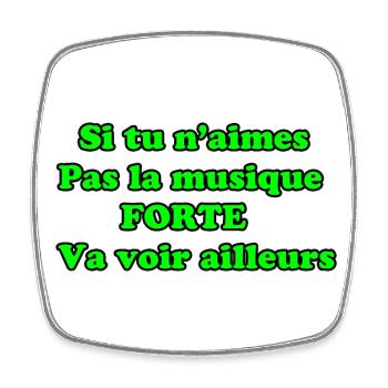 Citation musique forte ou rien vert - Magnet carré - blanc - Devant