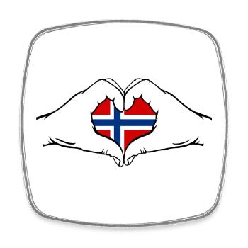 Norwegen Flagge Hände Herzform - Viereckiger Kühlschrankmagnet - Weiß - Vorne