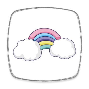 Pastellfarbener Regenbogen-Wolkenbogen - Viereckiger Kühlschrankmagnet - Weiß - Vorne