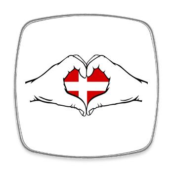 Dänische Flagge in Herzform - Viereckiger Kühlschrankmagnet - Weiß - Vorne
