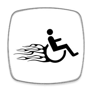 Wheelchair symbol with flames * - Square fridge magnet - white - Front