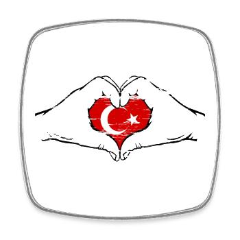Türkei Flagge Herzform used - Viereckiger Kühlschrankmagnet - Weiß - Vorne