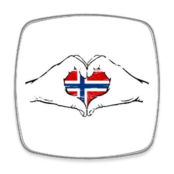 Norway flag heart shape used - Square fridge magnet - white - Front